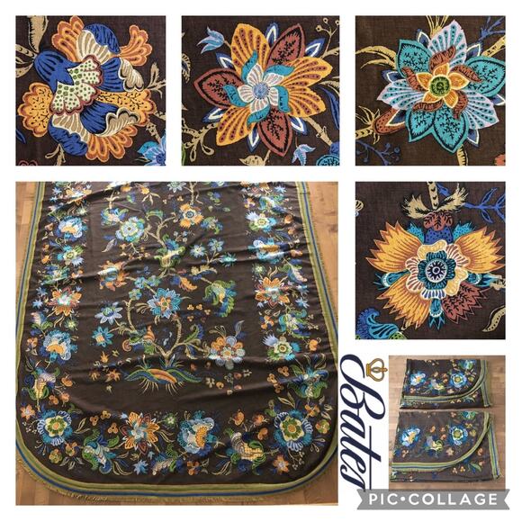 American Vintage 70's  Bates Twin Bedspread with fringe brown floral brown - Picture 1 of 12